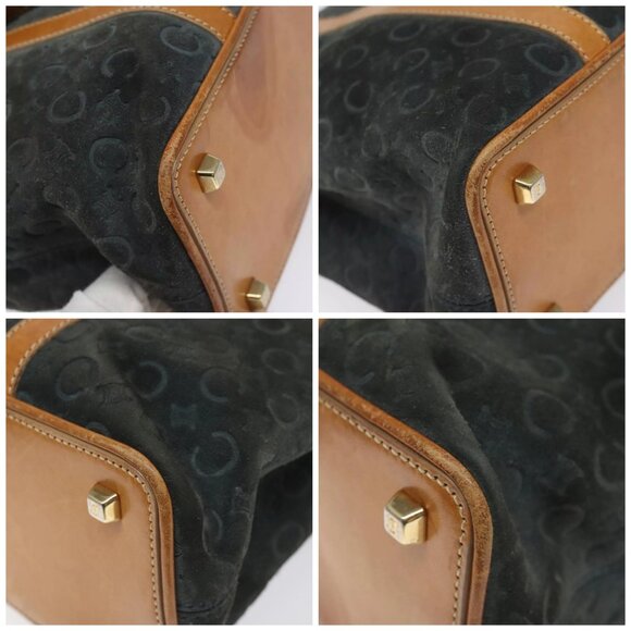 CELINE C Macadam Canvas Hand Bag Suede Gray Gold Auth mr1055 - Picture 15 of 16
